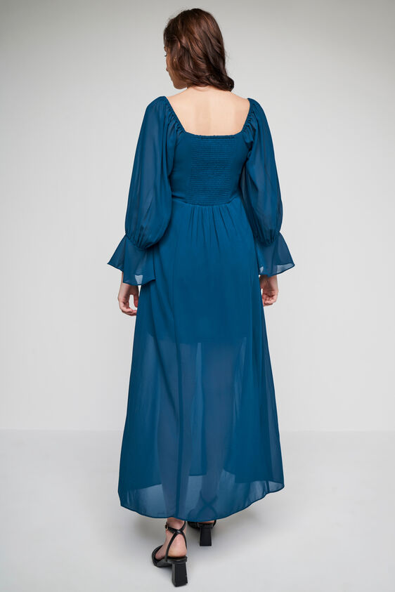 Teal Solid Flared Gown, Teal, image 5